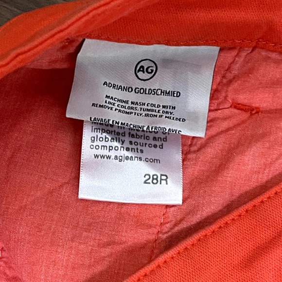 AG Adriano Goldschmied Crop Pants Size 28R Orange Tailored Trouser Stretch 30X27 - Picture 6 of 8